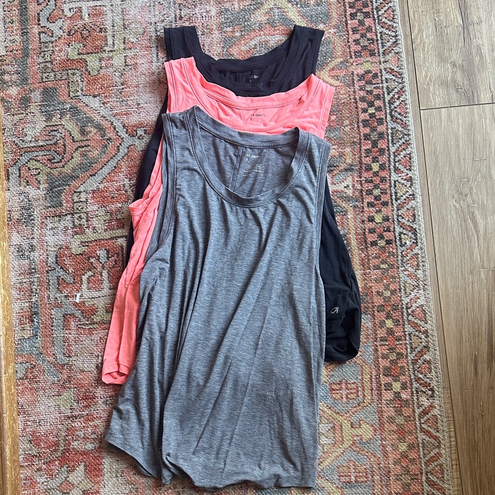 Women's Sleeveless Workout Tops - Gray, coral, and Black